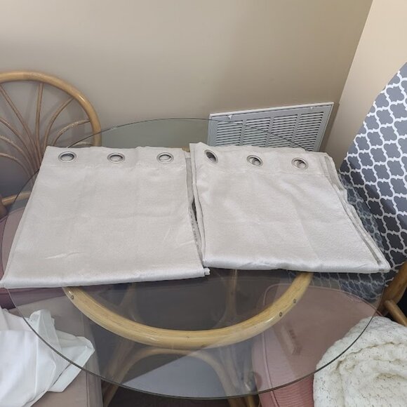 Two 82 x 35 Gray Shimmery Panel Grommet Curtains - Picture 1 of 9